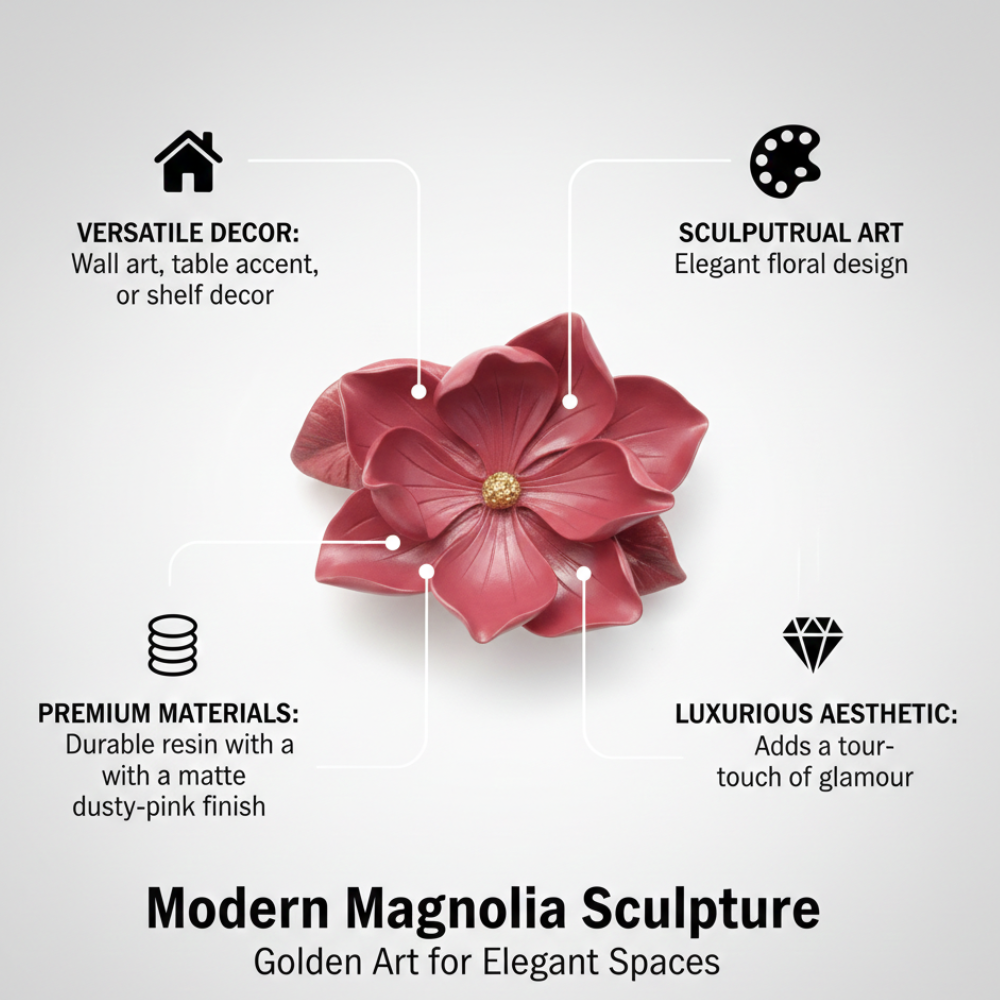 Red Magnolia Flower Decorative Showpiece