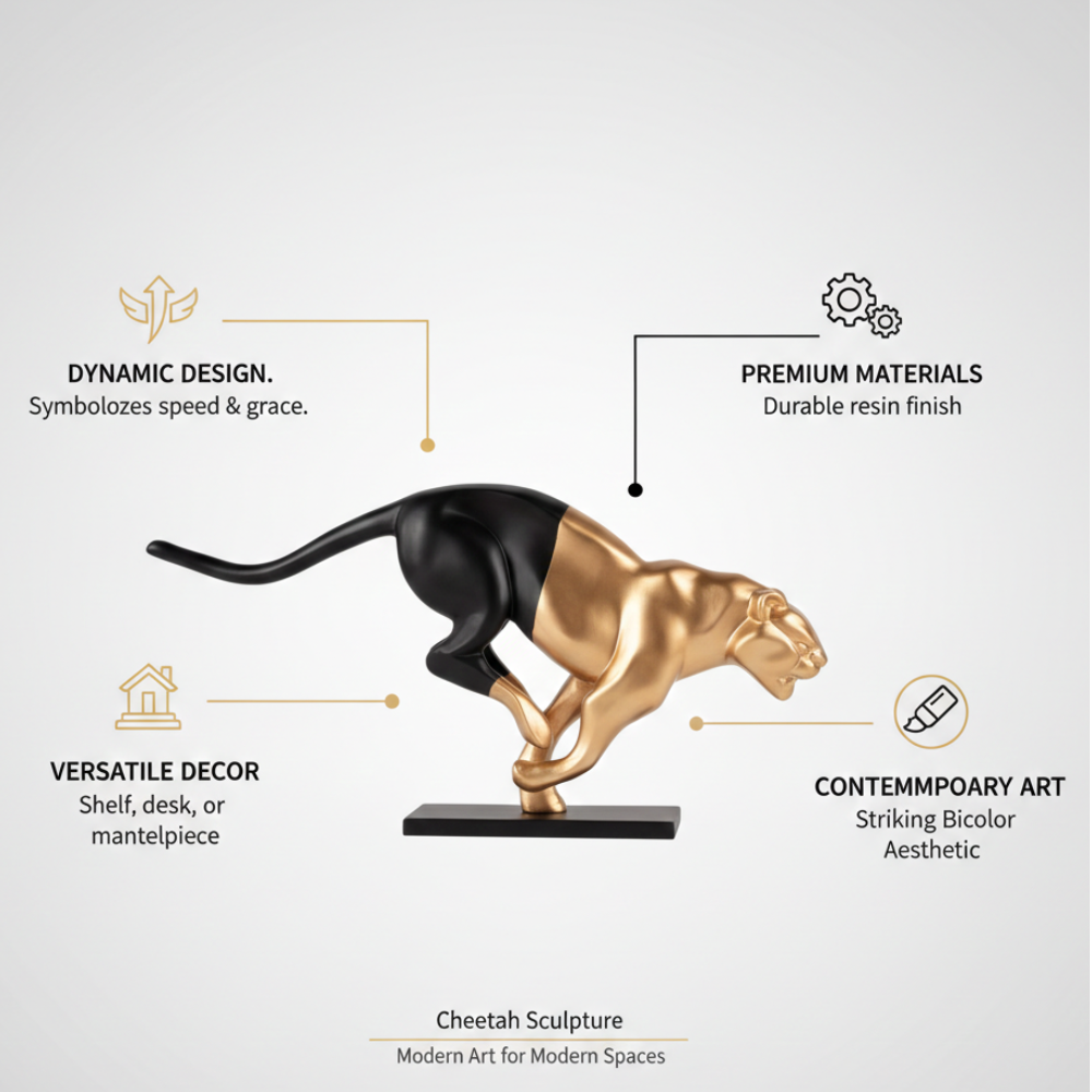 Gold & Black Panther Statue