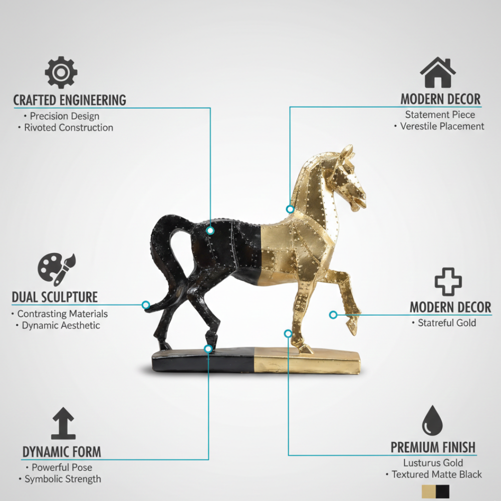 Black & Gold Horse Sculpture