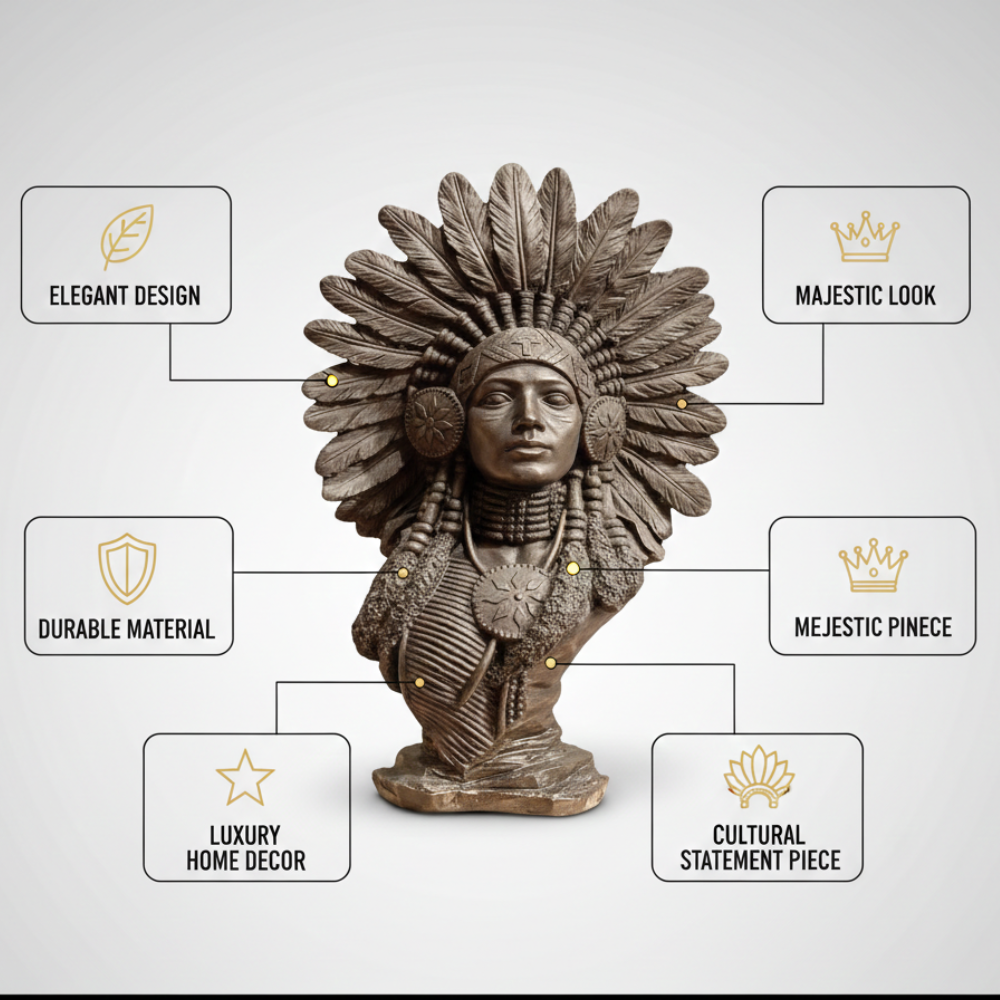 Bronze Tribal Warrior Bust Statue