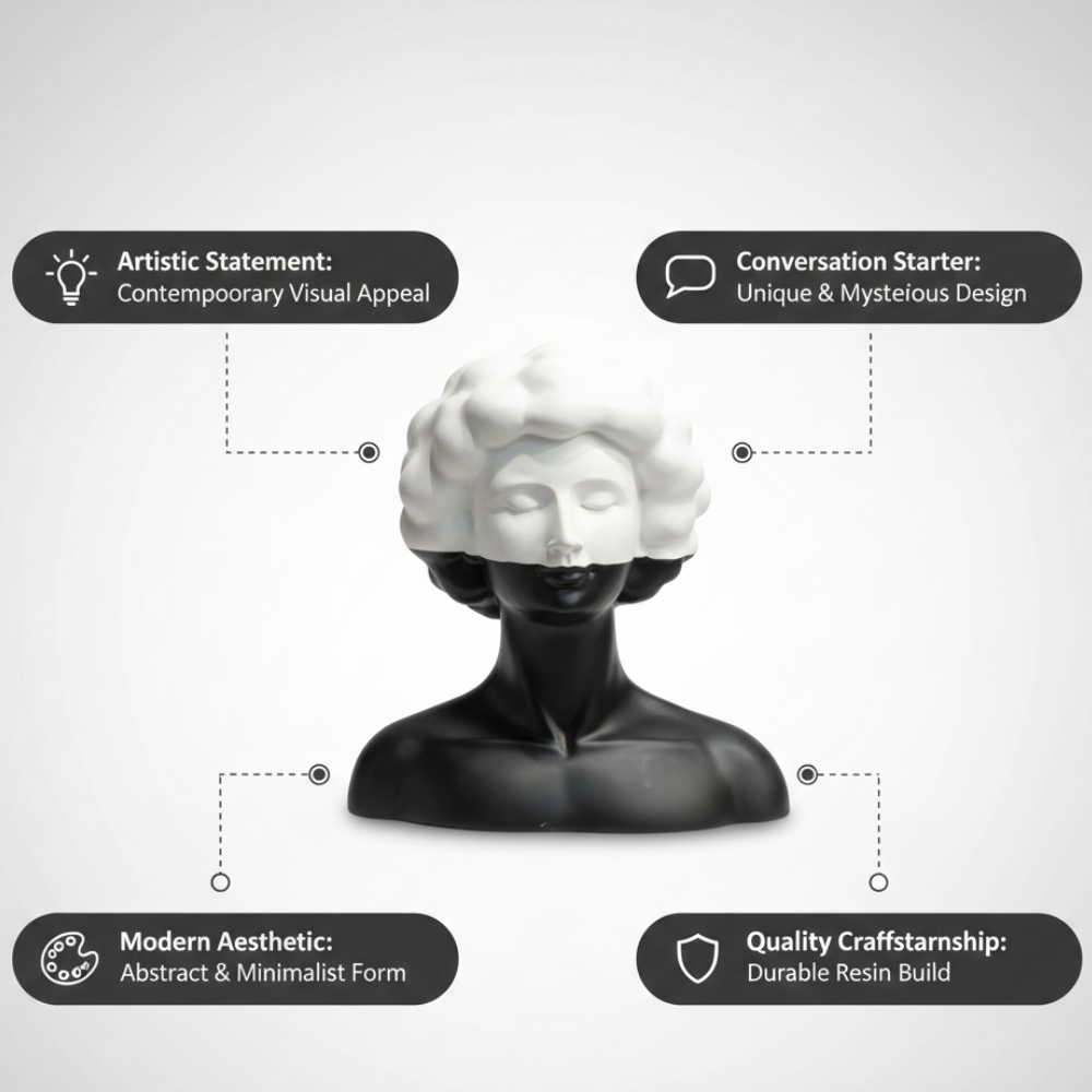 Abstract Black & White Face Sculpture