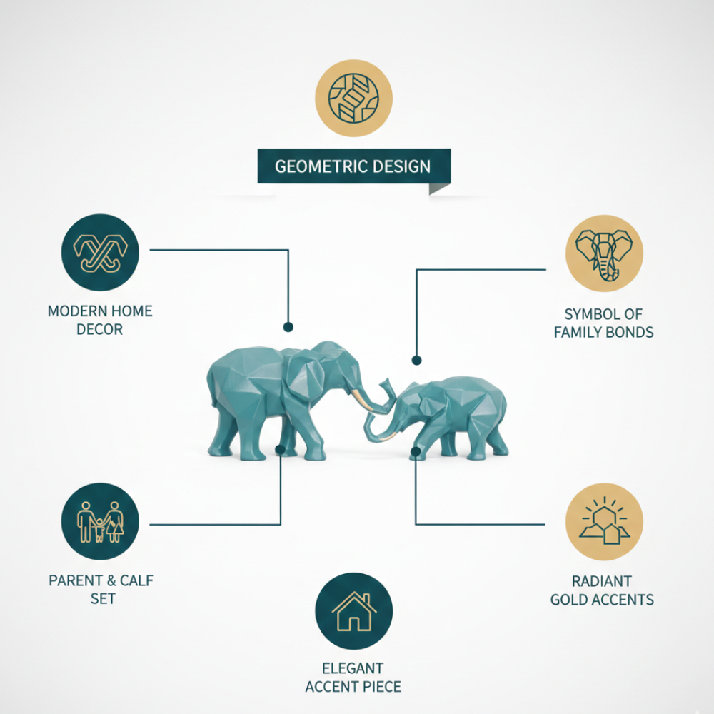 Geometric Elephant Showpiece Set