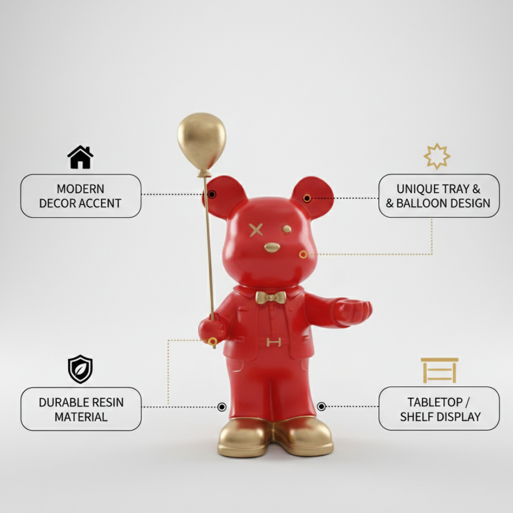 Red & Gold Bear Decorative Showpiece