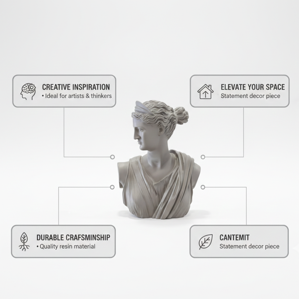 Grey Stone Finish Classical Goddess Bust Statue