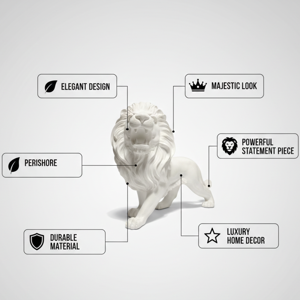 Elegant White Lion Sculpture