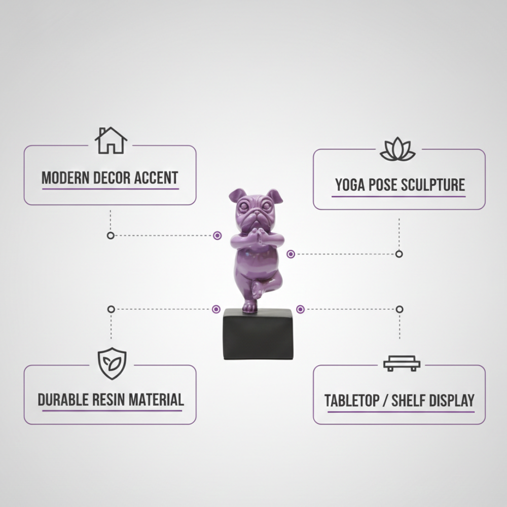 Purple Yoga Dog Figurine Showpiece
