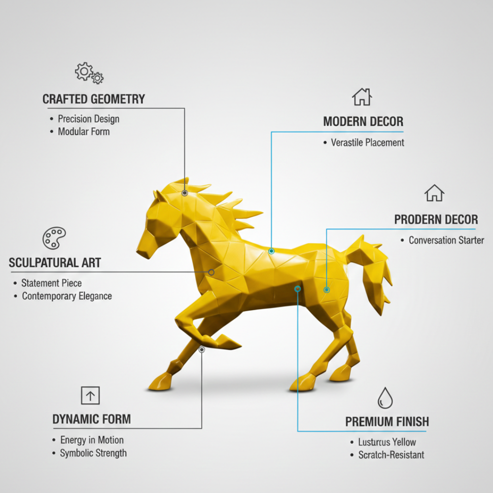 Yellow Geometric Horse Decorative Showpiece