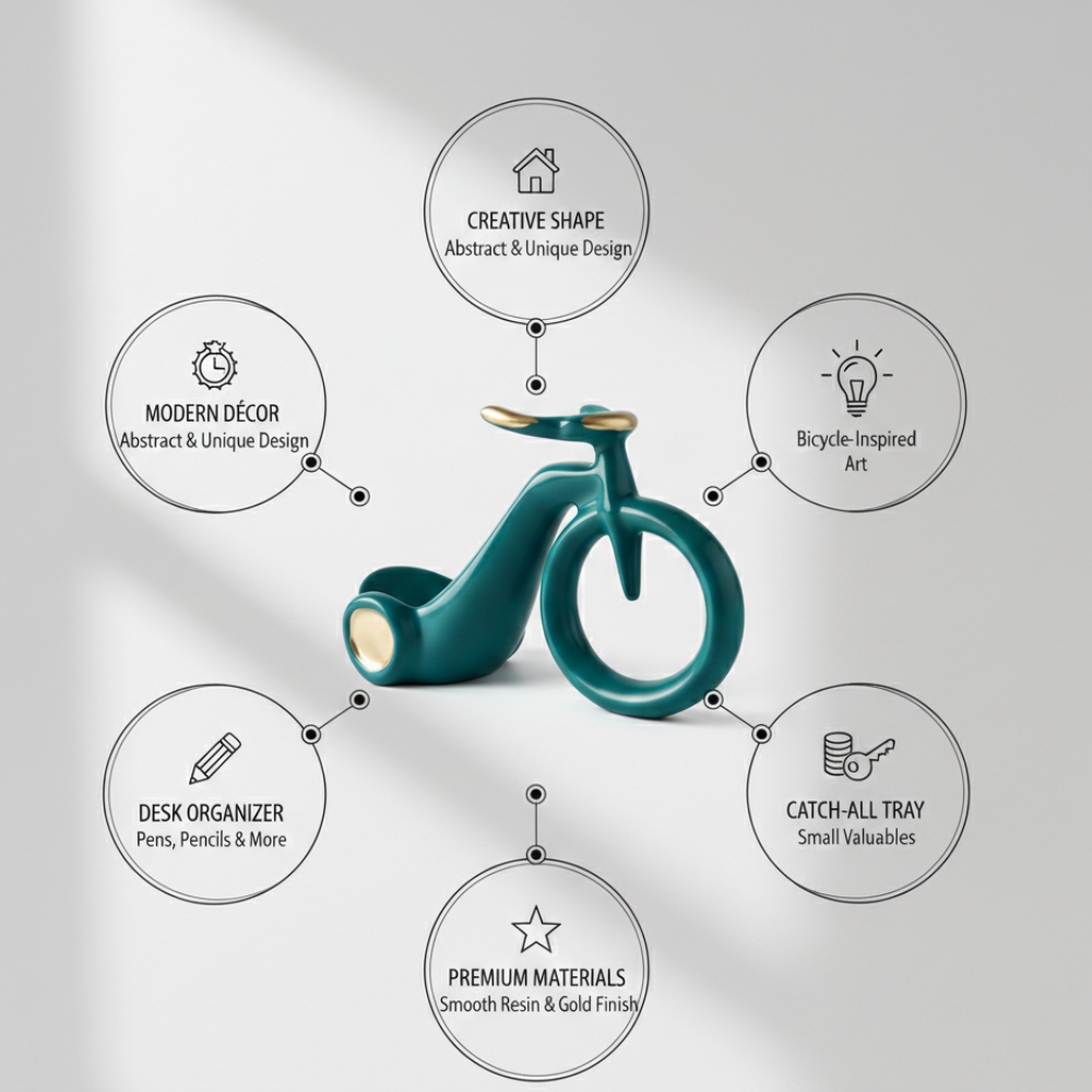 Teal & Gold Bike Art Sculpture