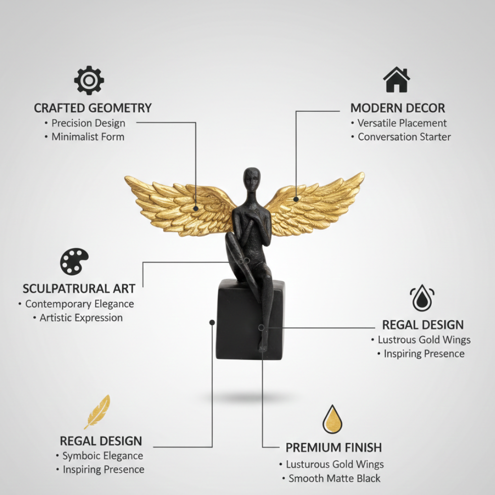 Black & Gold Angel Wing Sculpture