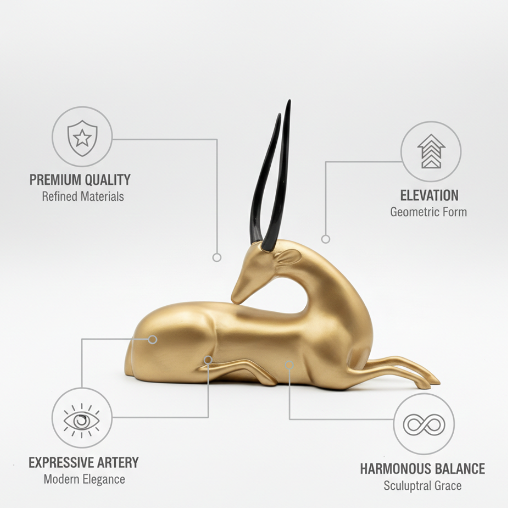 Modern Golden Deer Sculpture