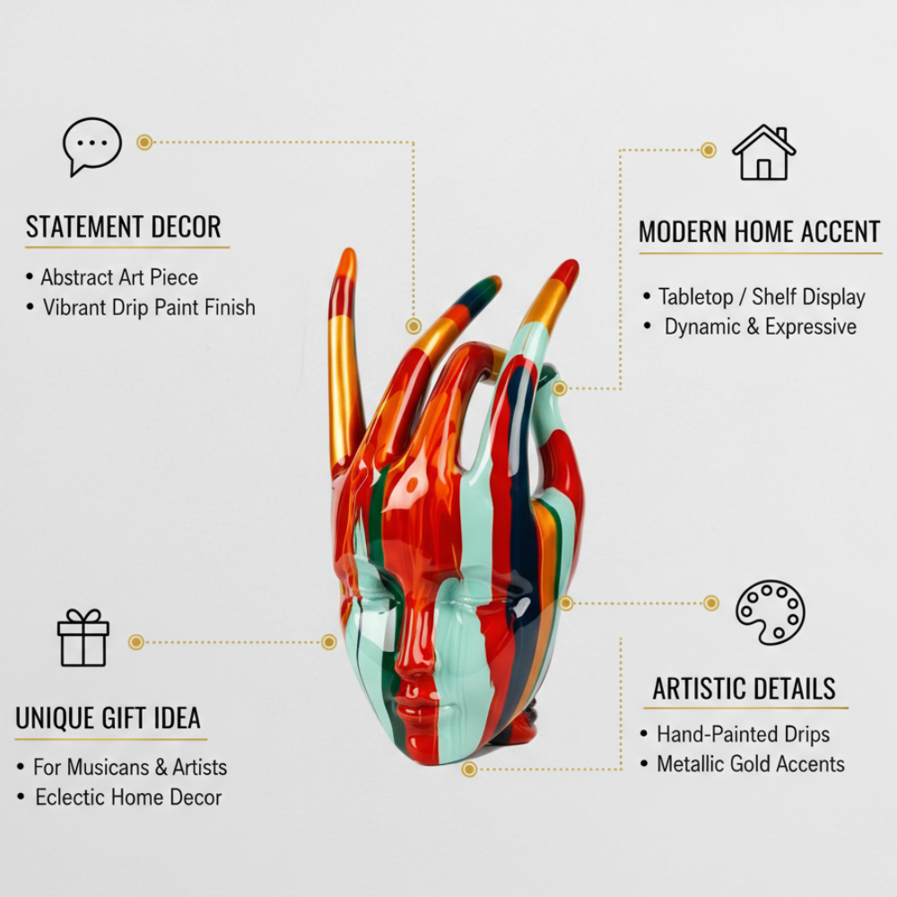 Modern Abstract Multicolor Face Sculpture