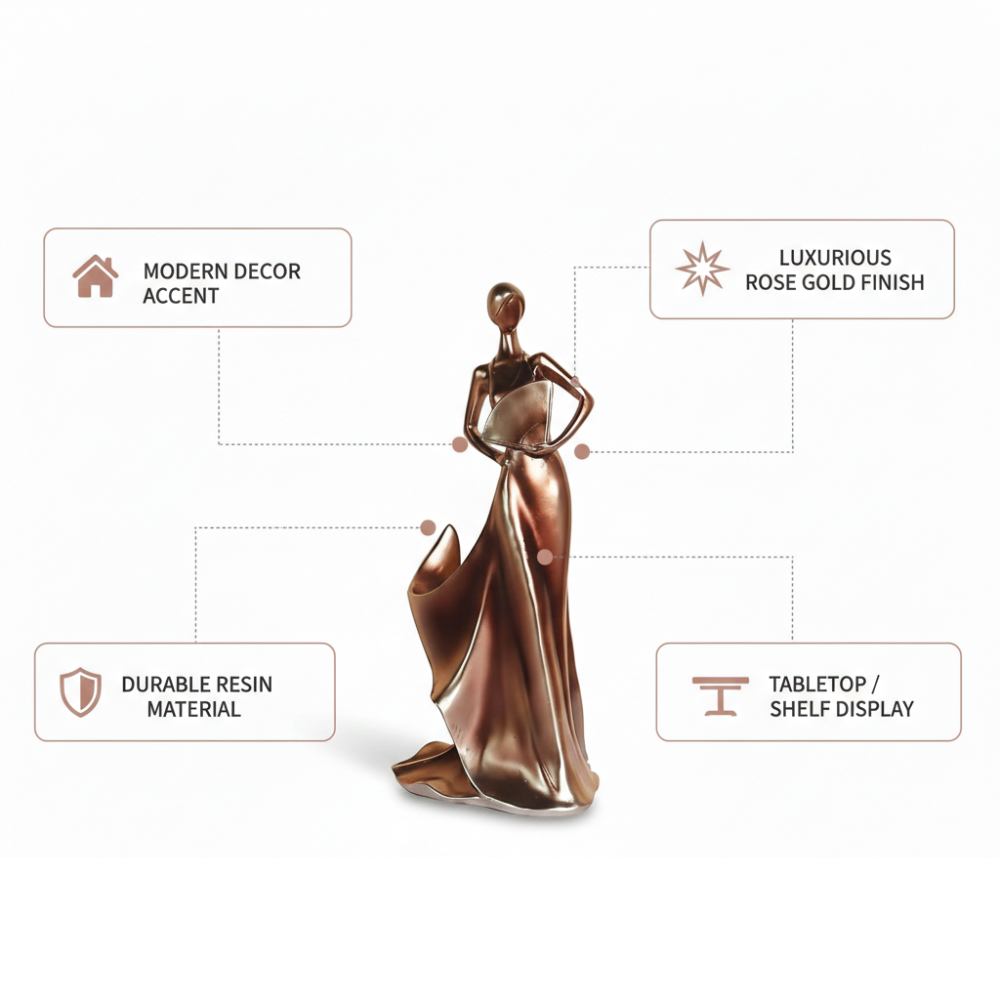 Abstract Bronze Lady Figurine Showpiece