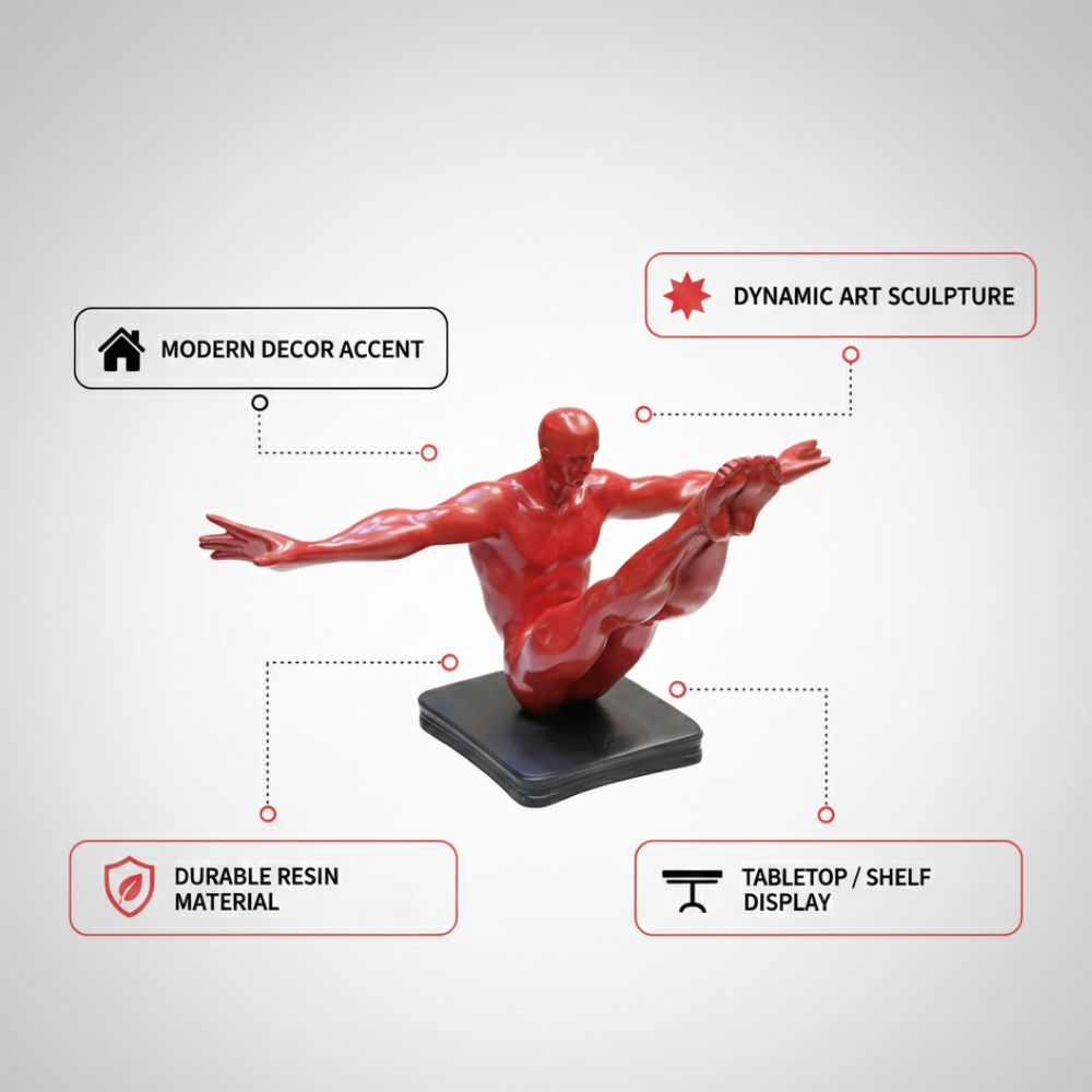 Red Abstract Human Balance Sculpture