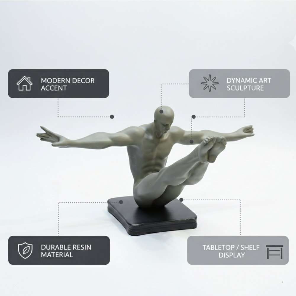 Grey Abstract Human Balance Sculpture