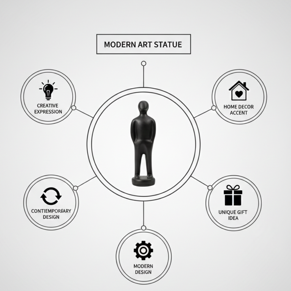 Minimalist Matte Black Resin Statue