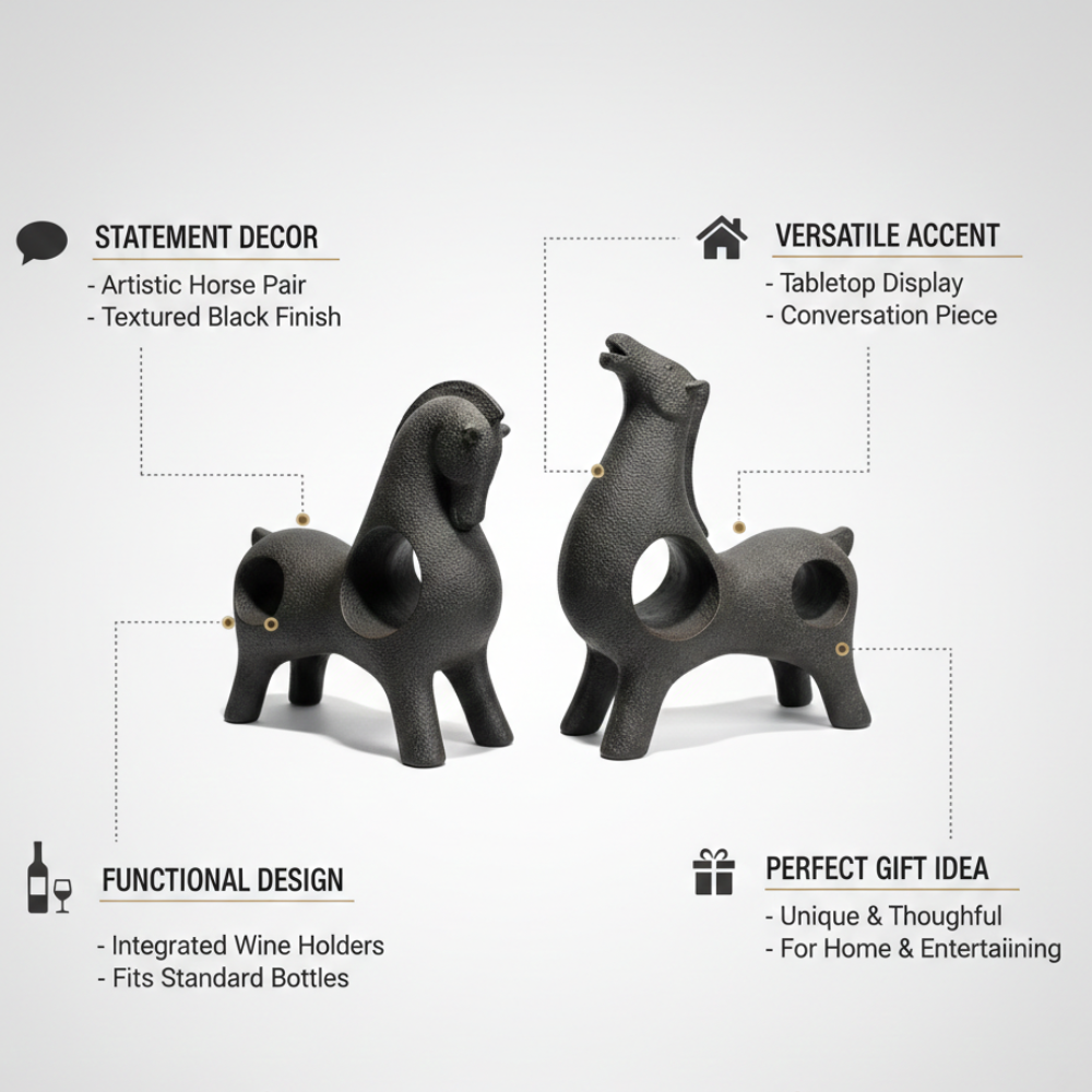 Modern Abstract Horse Showpiece Set in Black