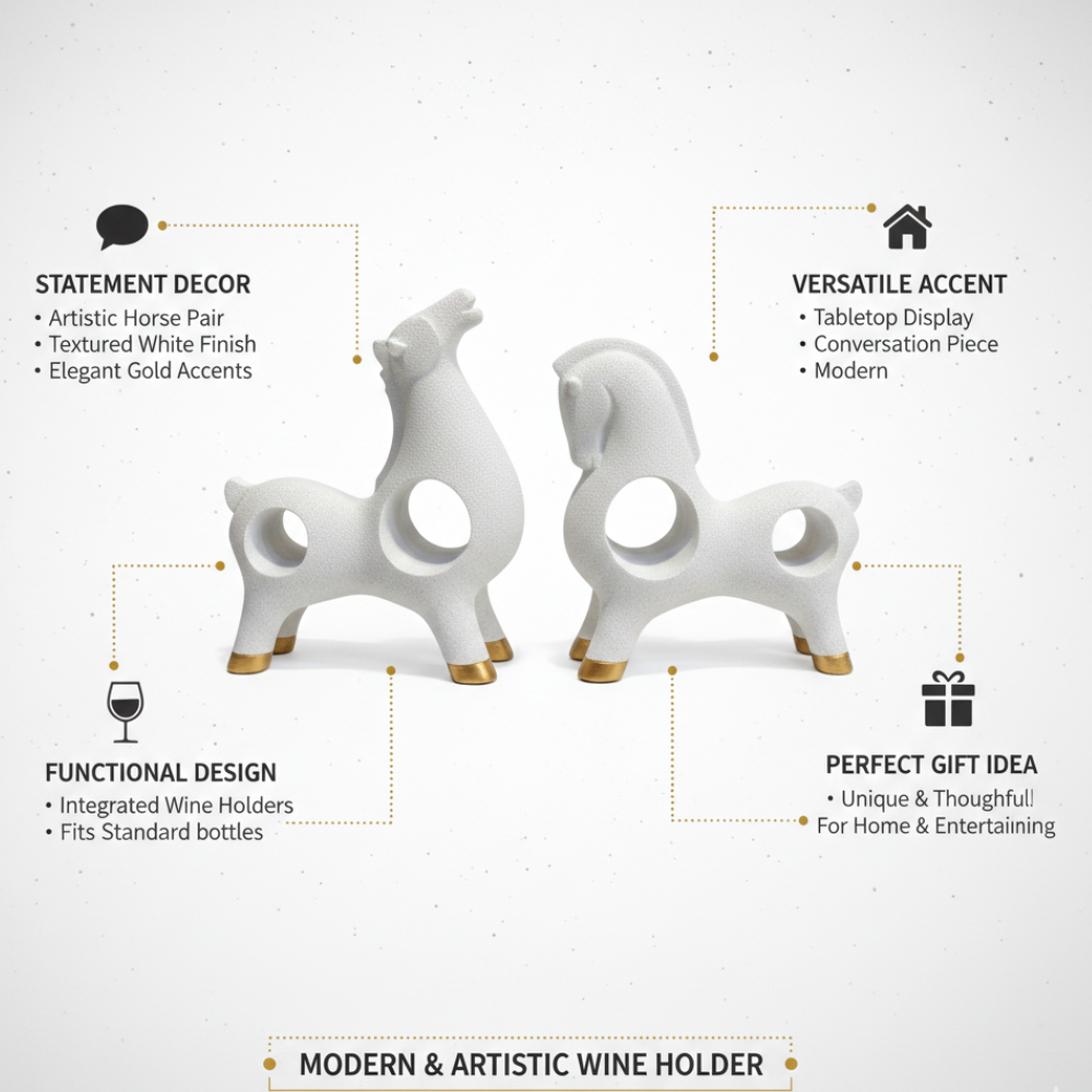 Modern White Abstract Horse Showpiece