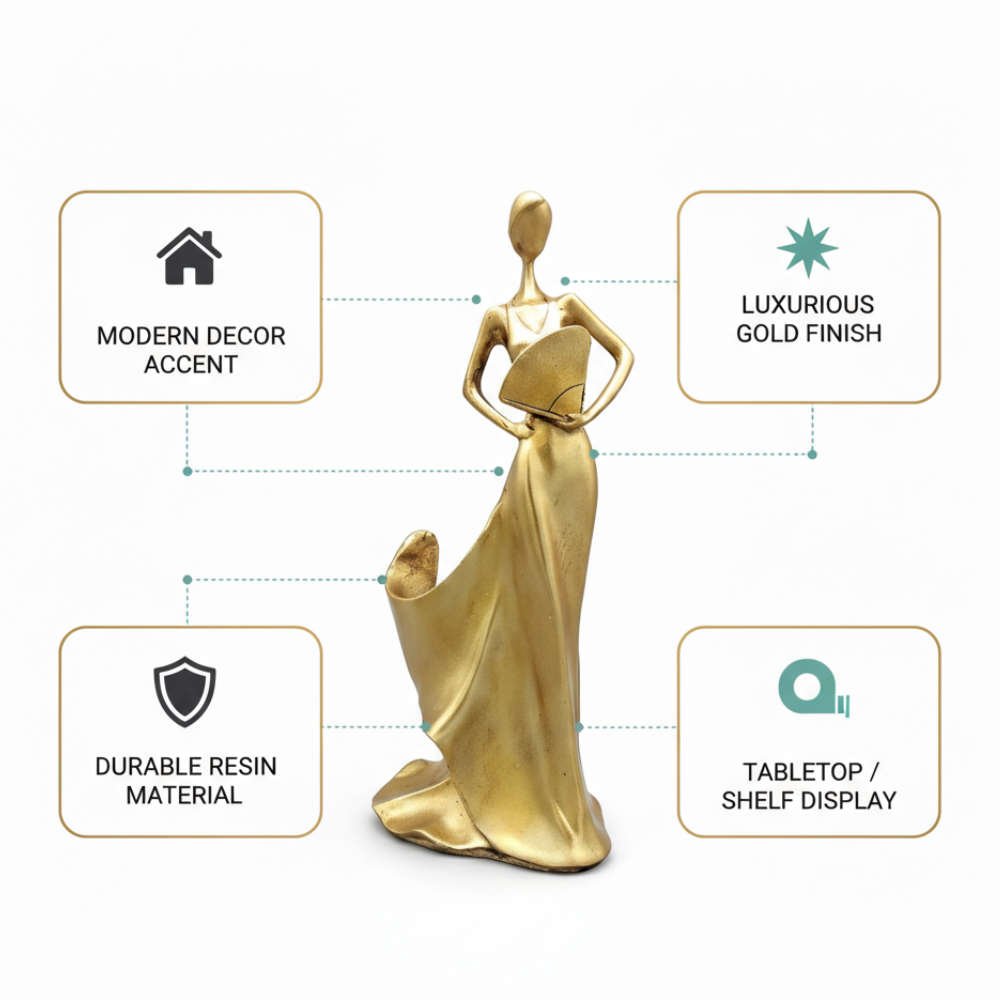 Abstract Golden Lady Figurine Showpiece