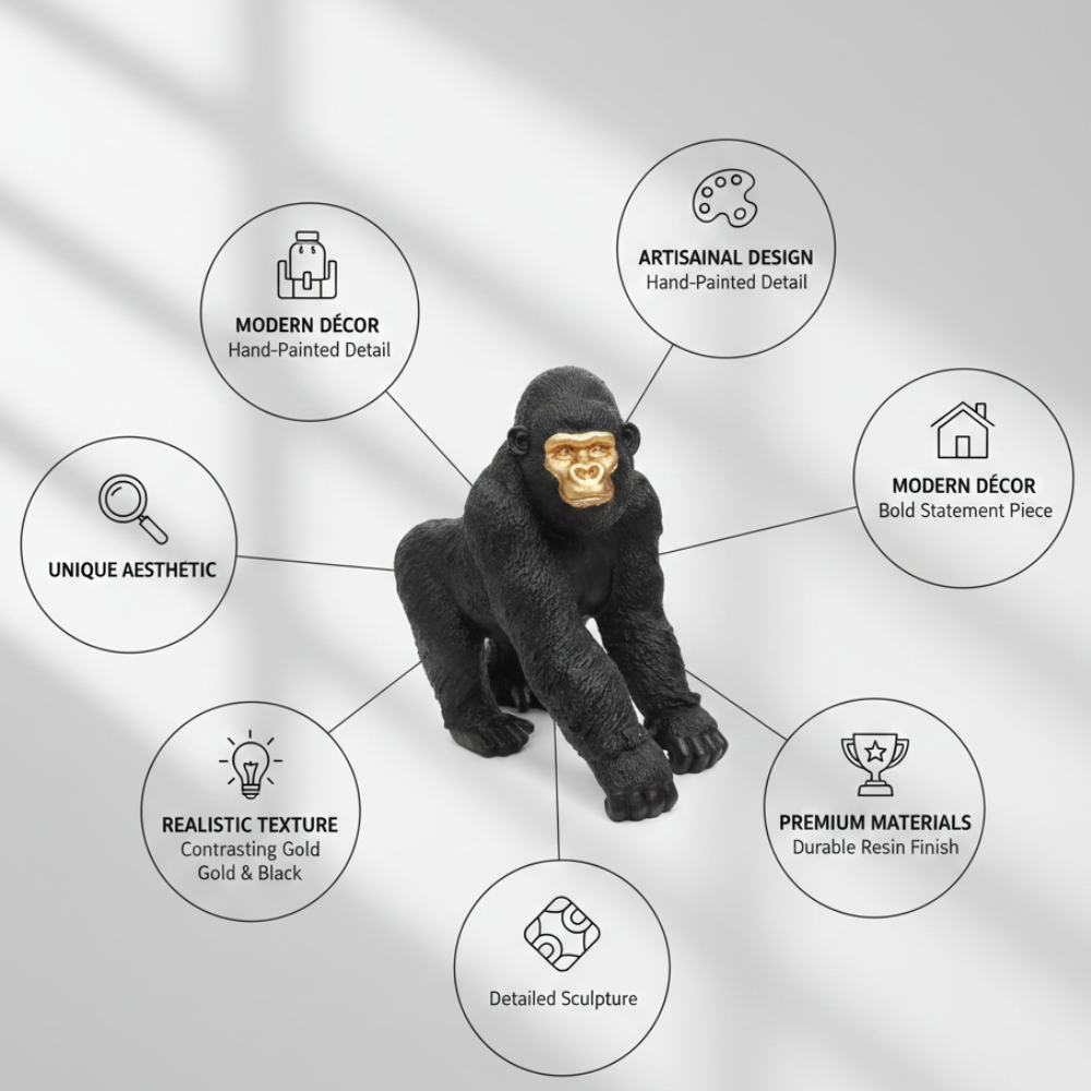 Black & Gold Gorilla Showpiece