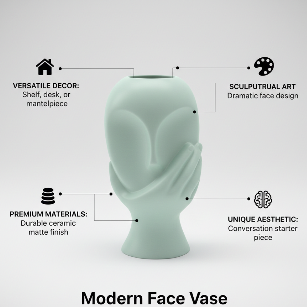 Sage Green Abstract Face Vase