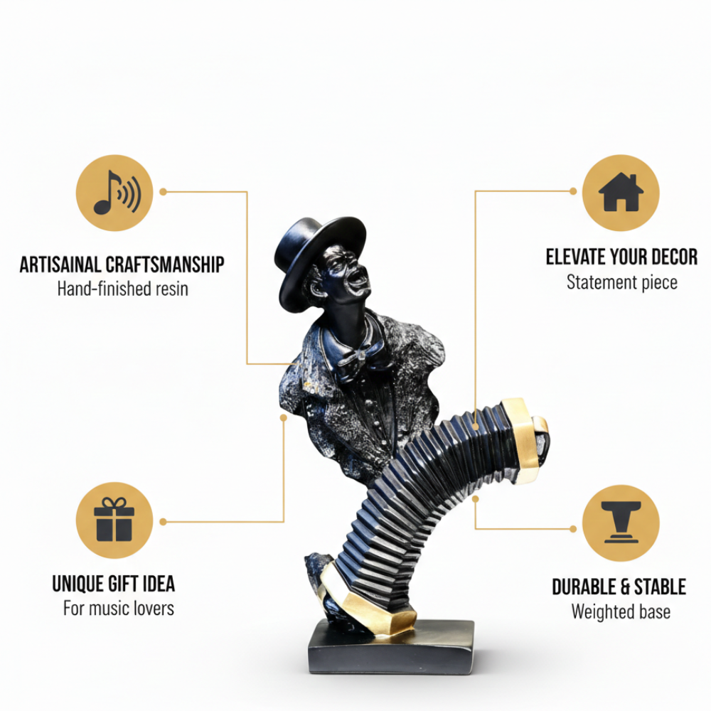Abstract Accordion Musician Statue