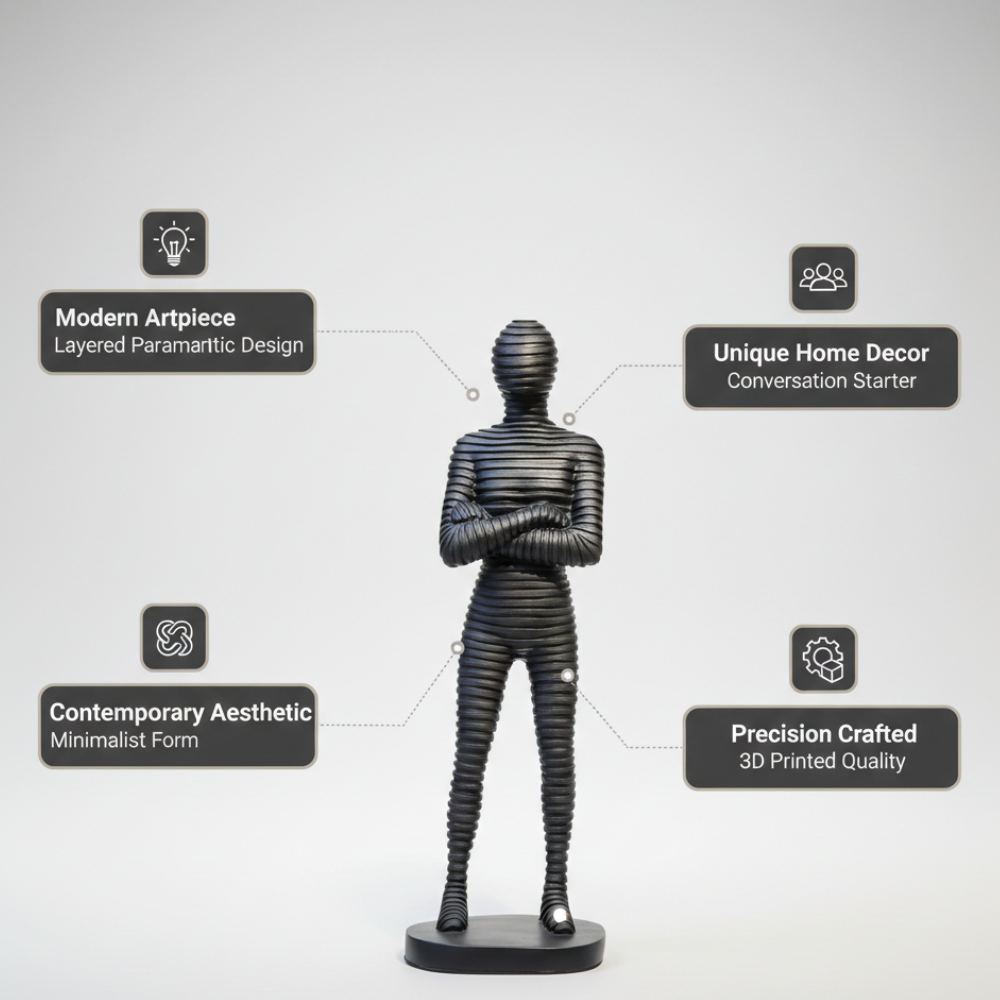Modern Black Abstract Human Figurine Showpiece