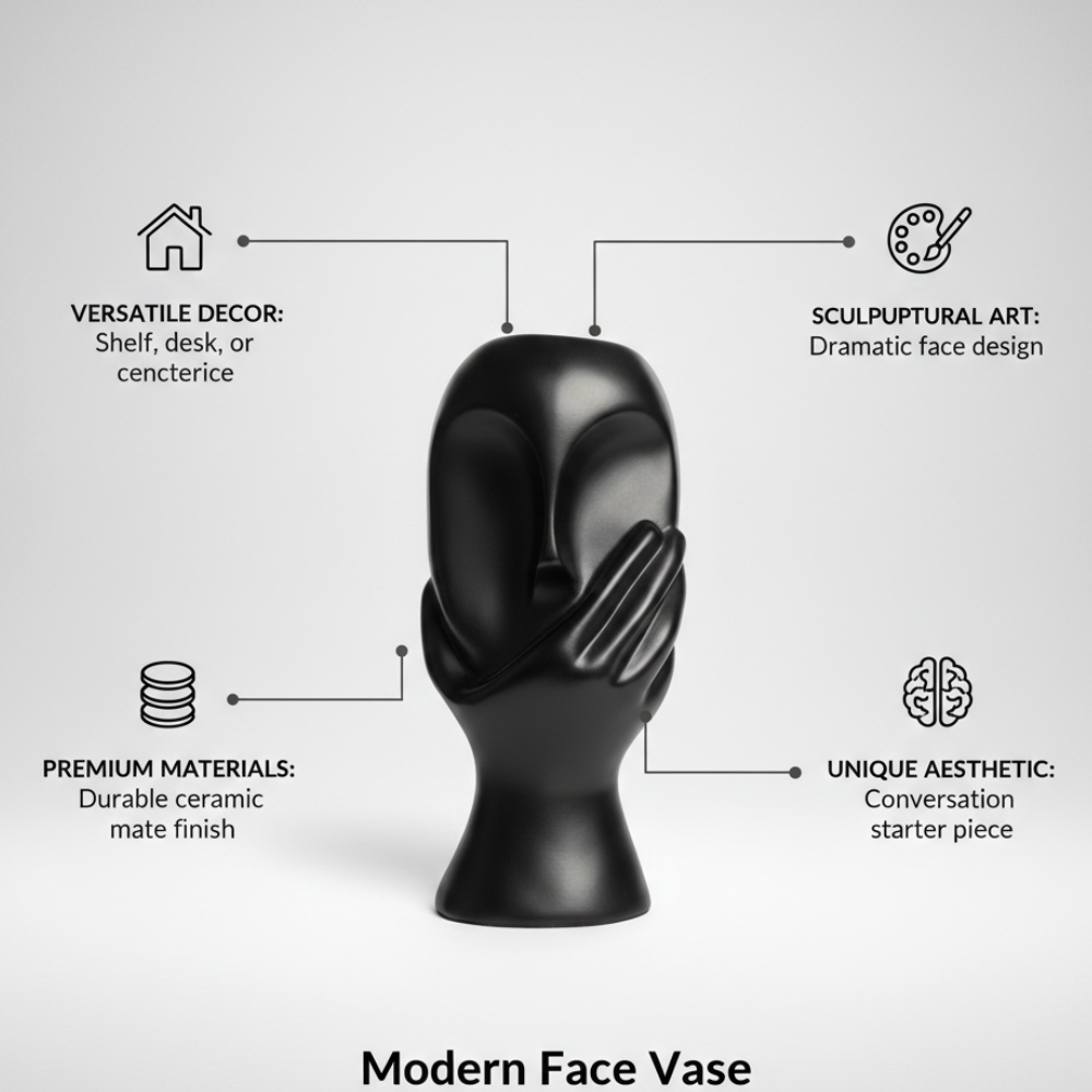Abstract Black Face Vase
