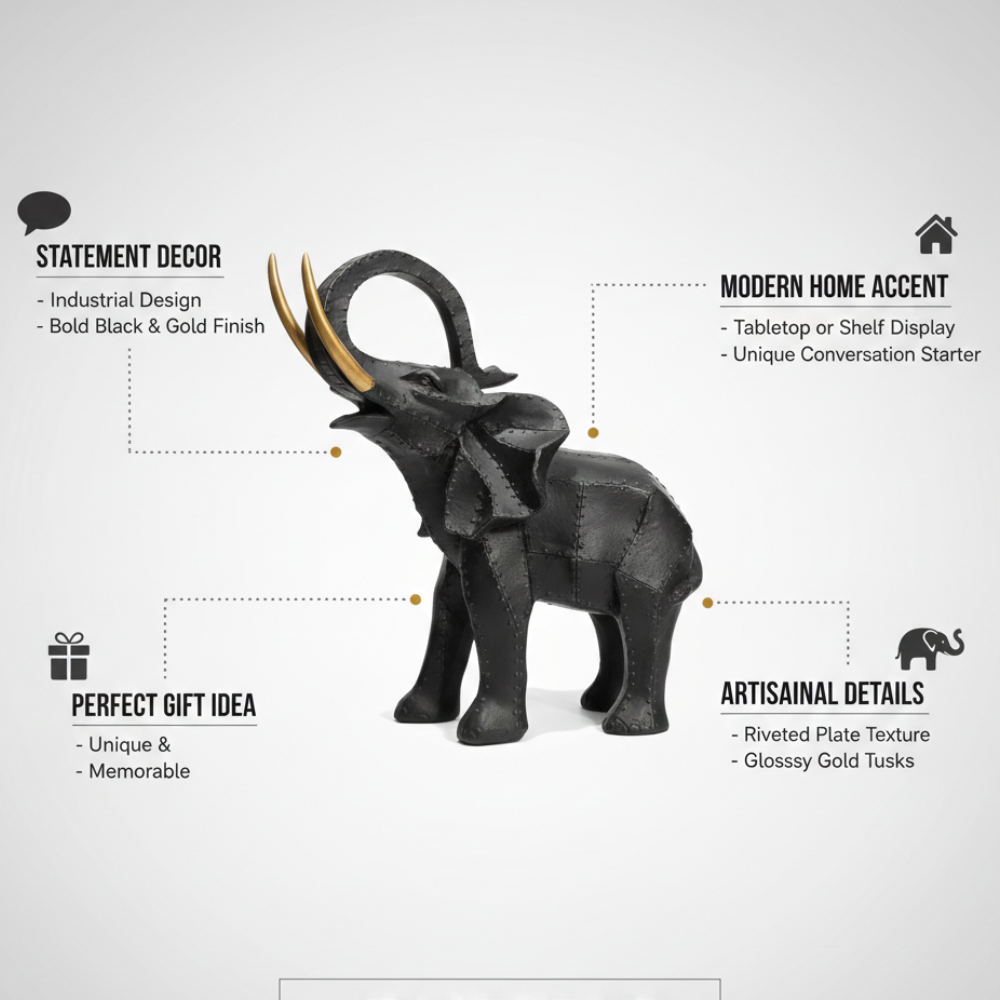 Luxury Black Elephant Showpiece