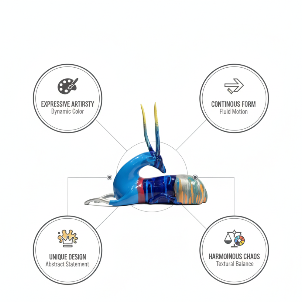 Modern Multicolor Deer Sculpture