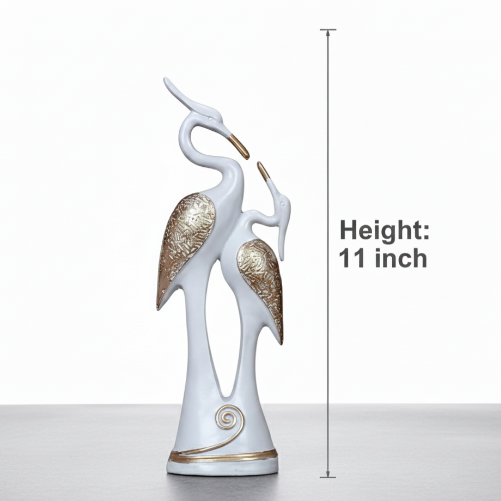 Elegant White & Gold Couple Crane Figurine