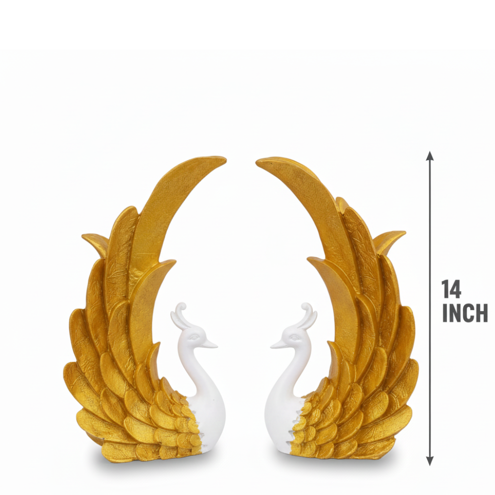 Golden Swan Pair Statue