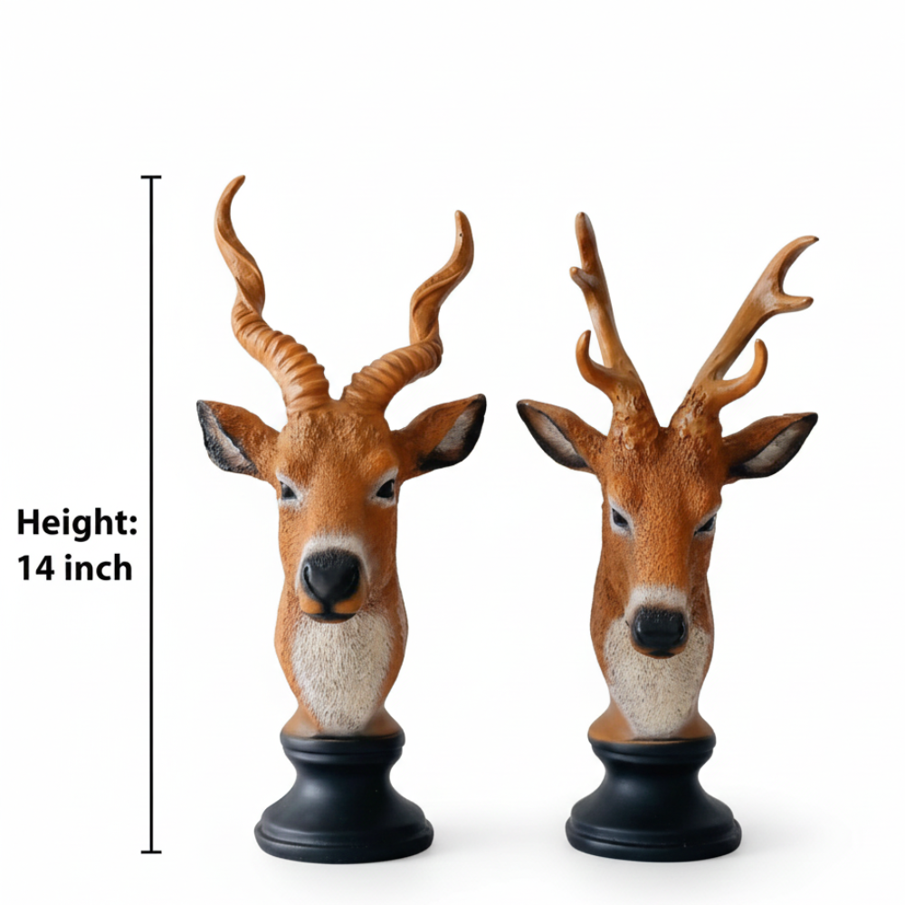 Twin Deer Head Showpiece
