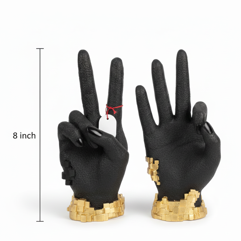 Artistic Black & Gold Hand Gesture Showpiece