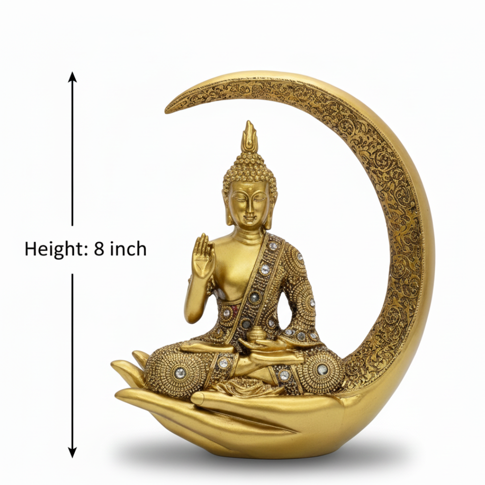 Luxury Golden Buddha on Crescent Moon Statue