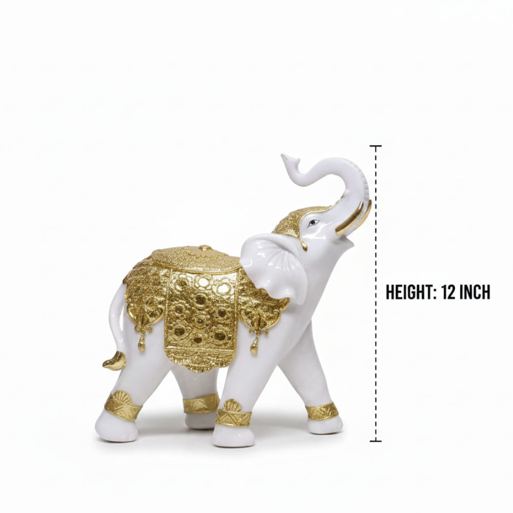 White & Gold Elephant Showpiece