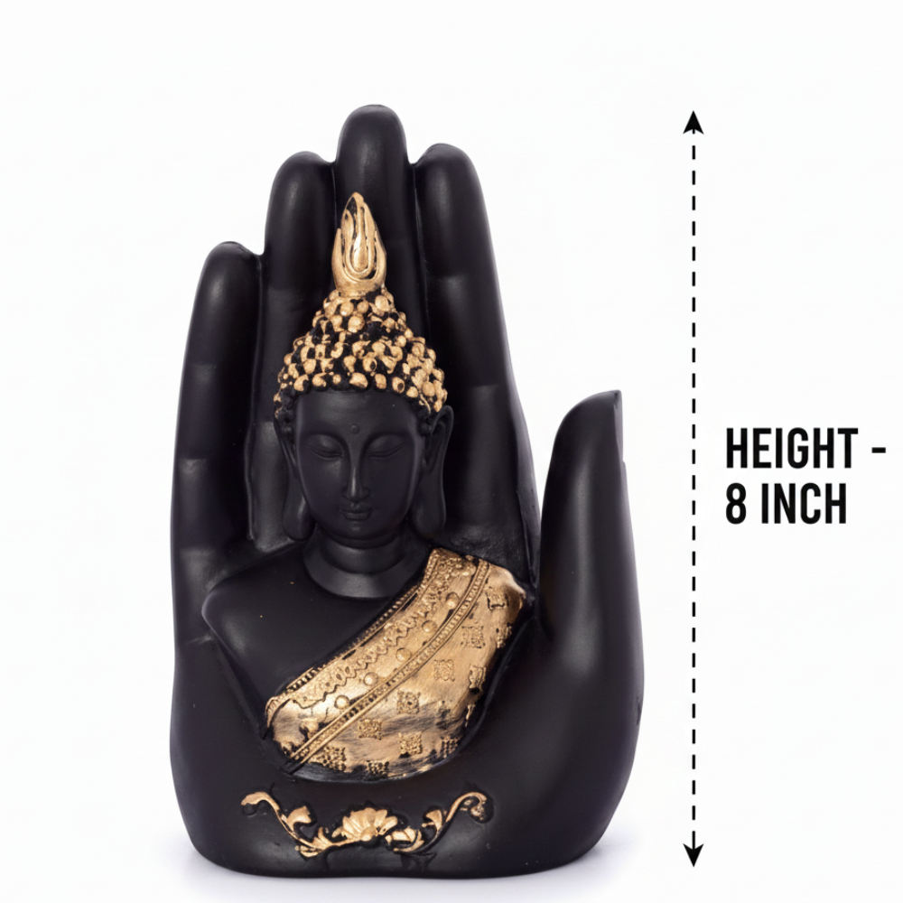 Black & Gold Buddha in Blessing Hand Showpiece