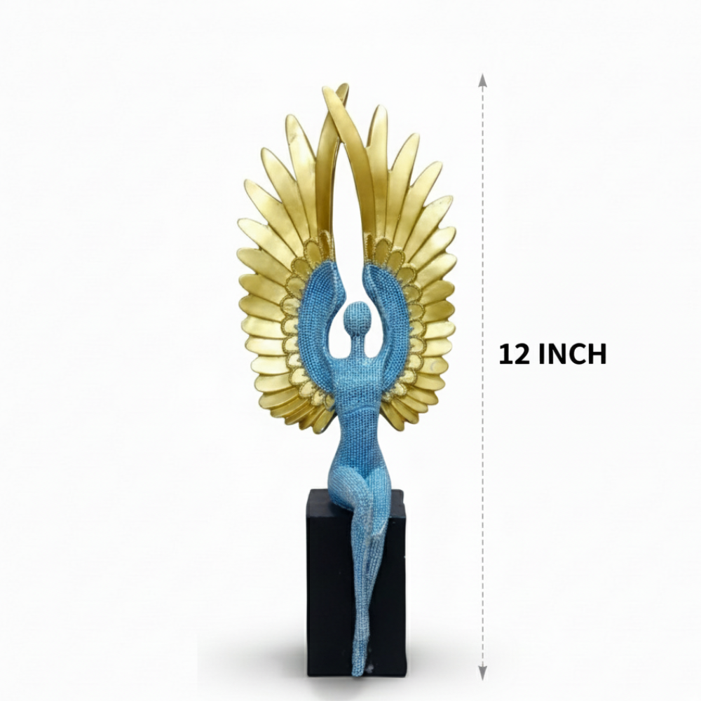 Ascending Angel Sculpture with Golden Wings