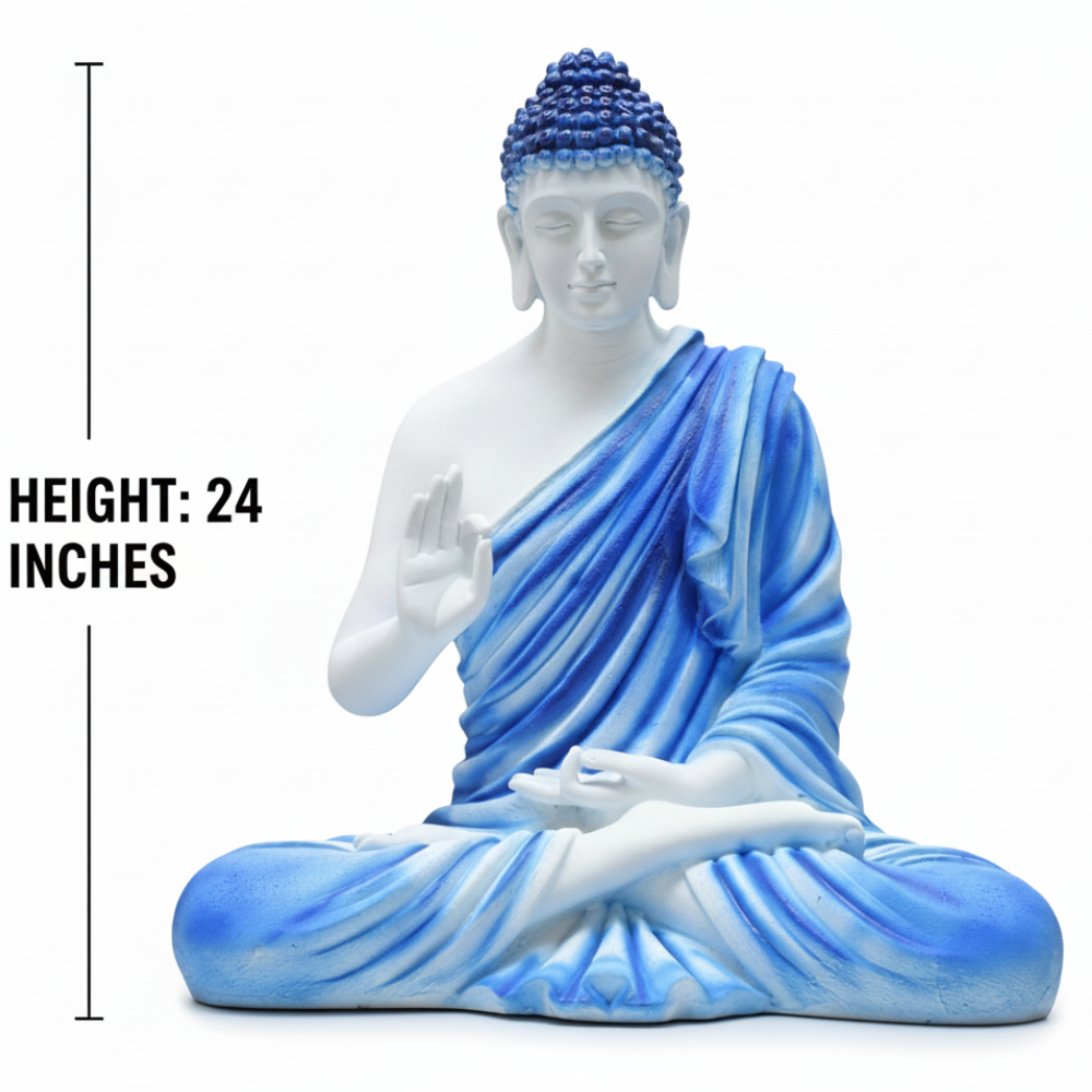 Blue Meditating Buddha Statue
