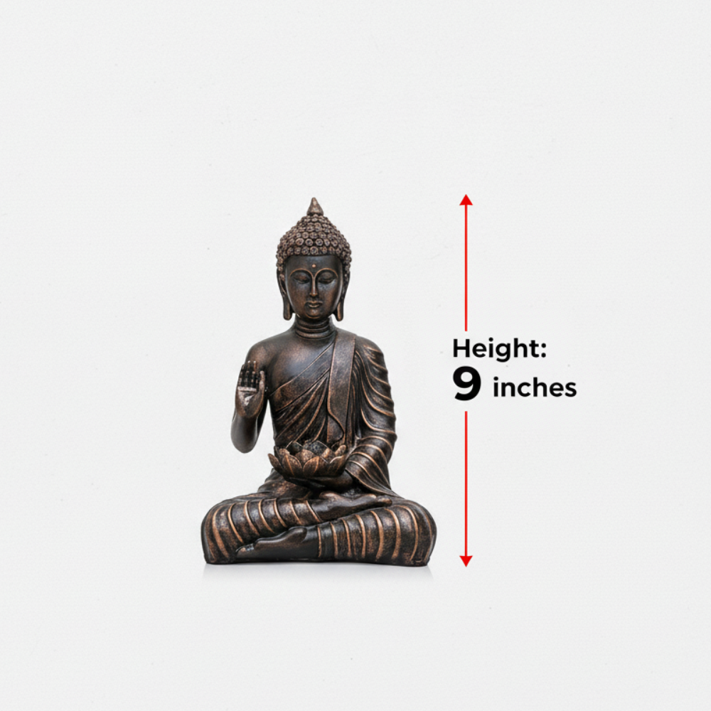 Antique Bronze Buddha Idol with Blessing Hand Showpiece