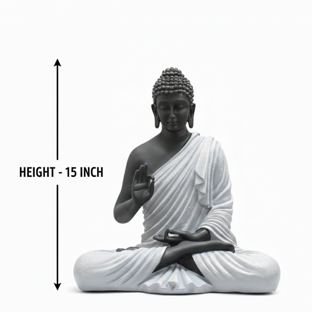 Black & White Meditation Buddha Statue