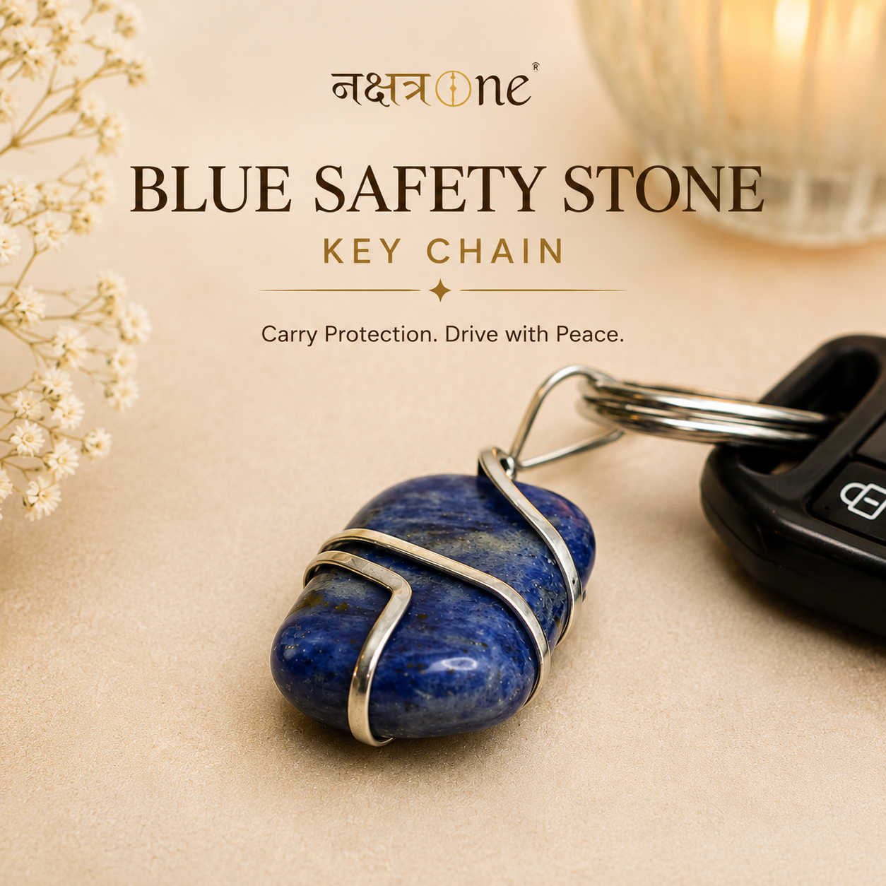 Blue Safety Stone Keychain