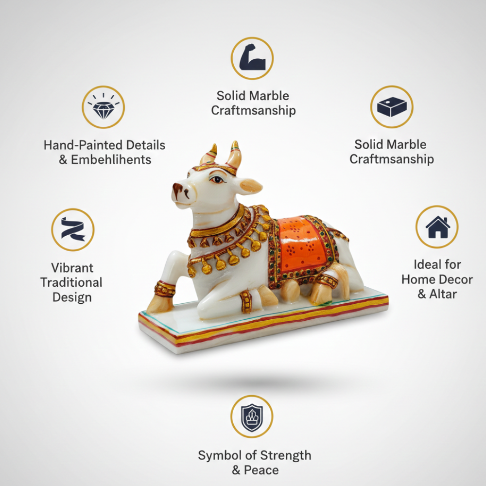 White Marble Nandi Statue