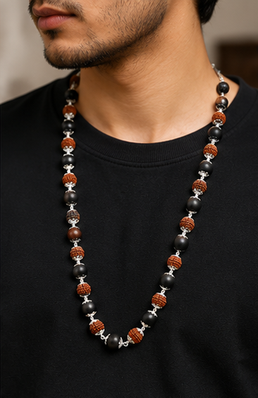 Silver Plated Divya Rudraksha Karungali Mala
