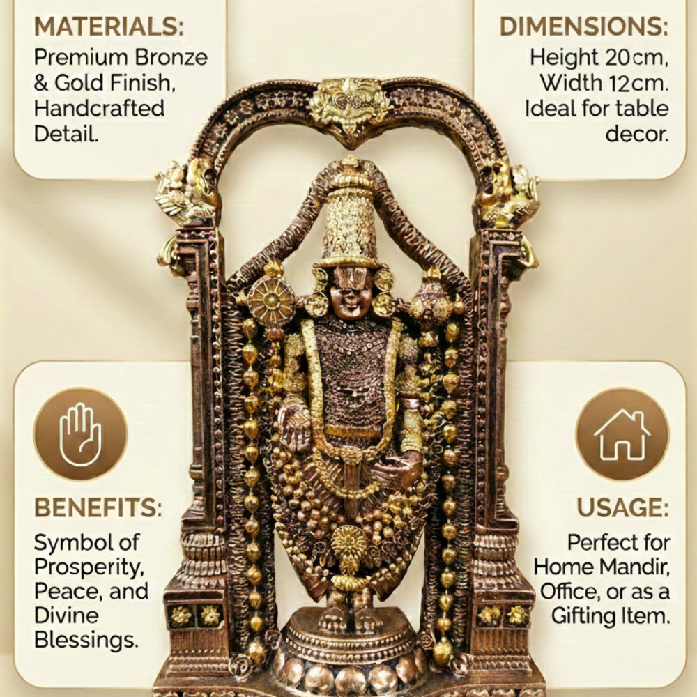 Premium Venkateswara Idol for Home Temple – Handcrafted Tirupati Balaji Brass Murti