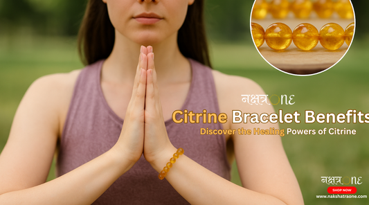 Golden citrine crystal bracelet on wrist – known for emotional healing, confidence, creativity, and prosperity – available at NakshatraOne.