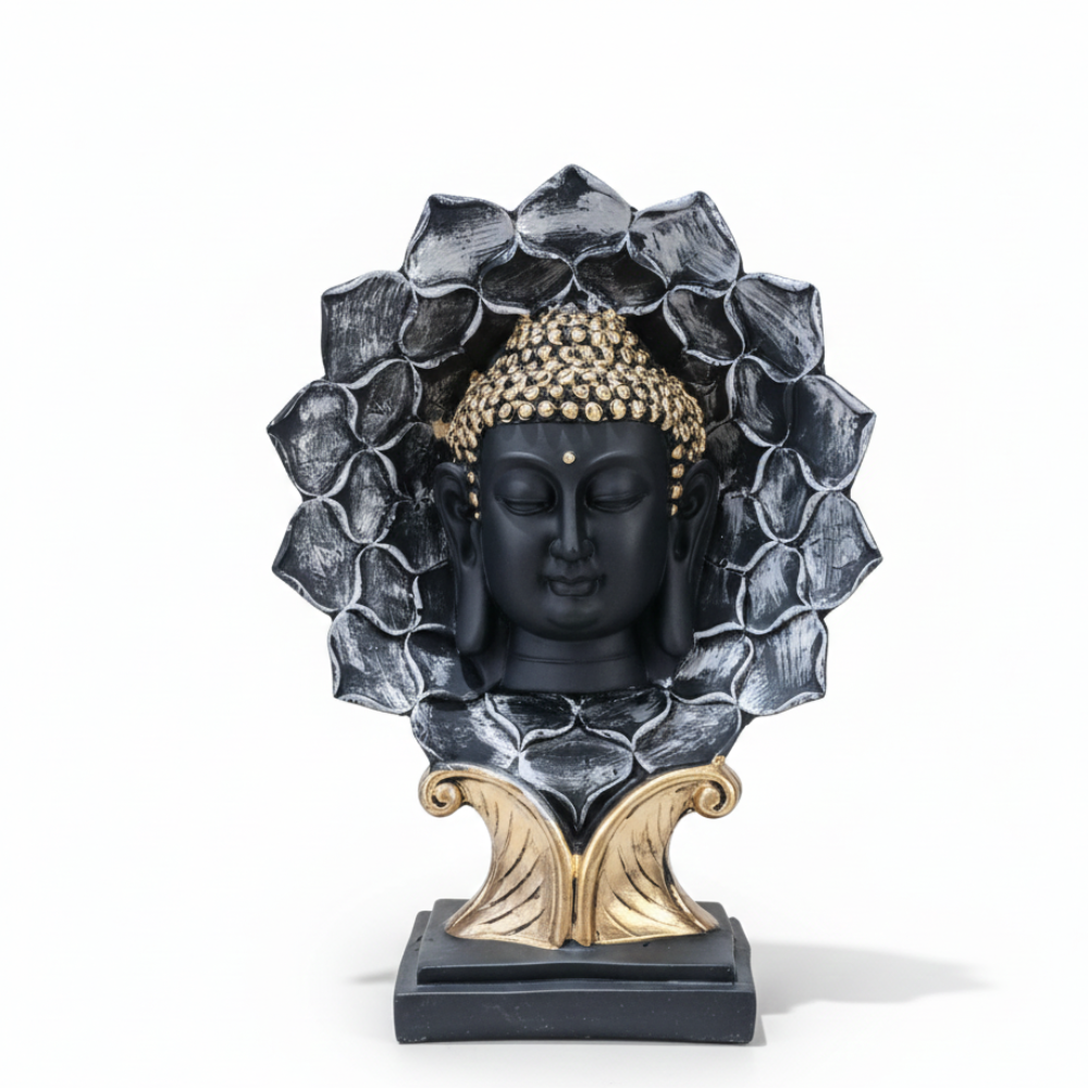Black & Gold Buddha Lotus Halo Showpiece
