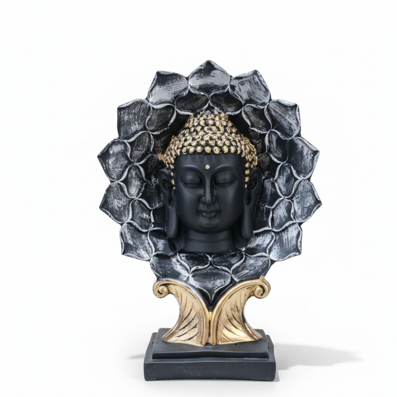 Black & Gold Buddha Lotus Halo Showpiece