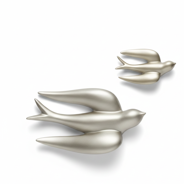 Silver Flying Birds Wall Décor Set