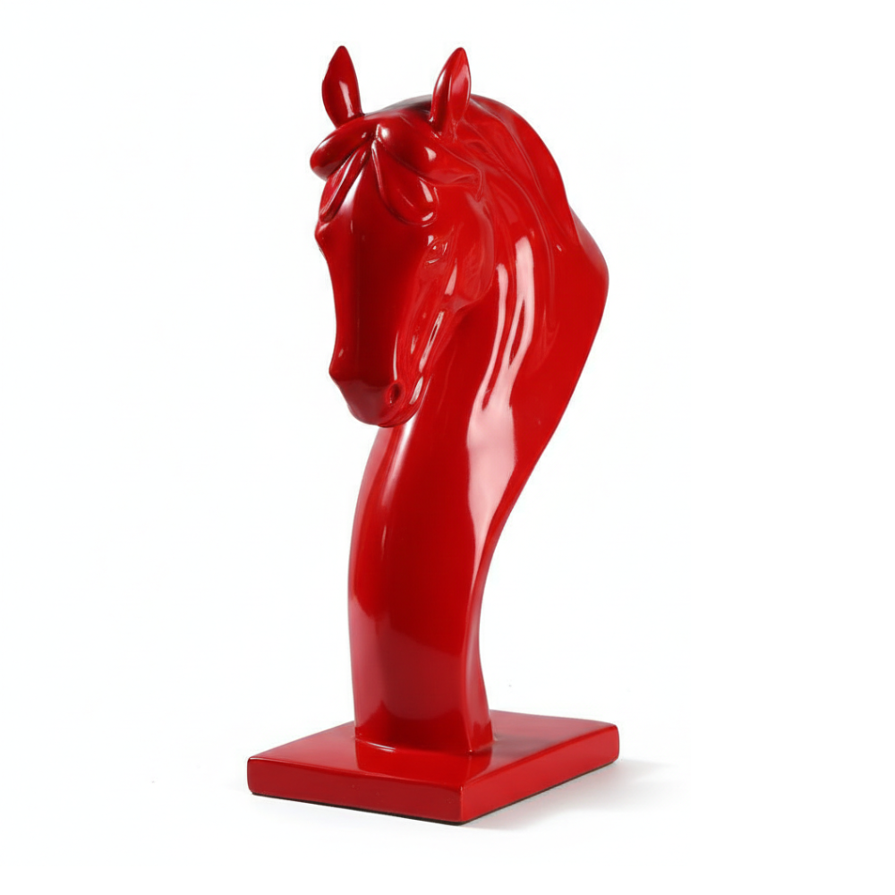 Modern Red Horse Head Statue