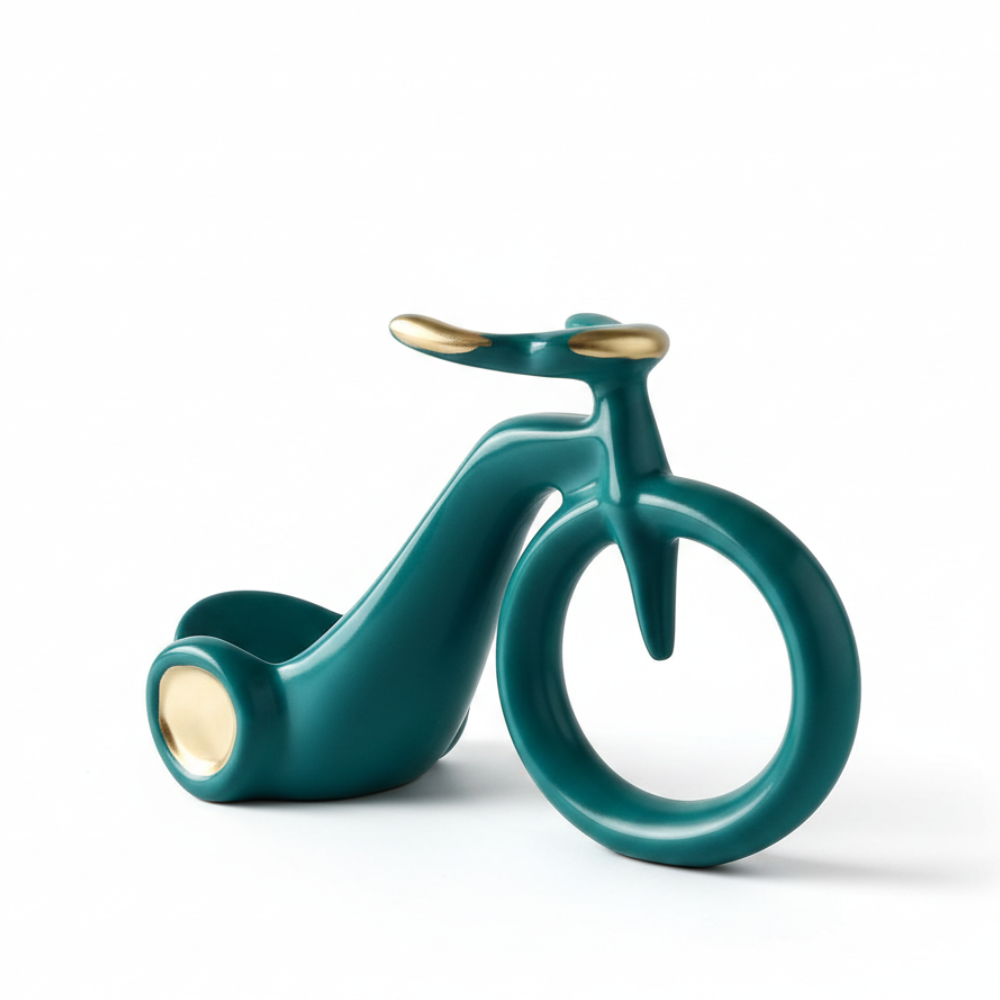 Teal & Gold Bike Art Sculpture